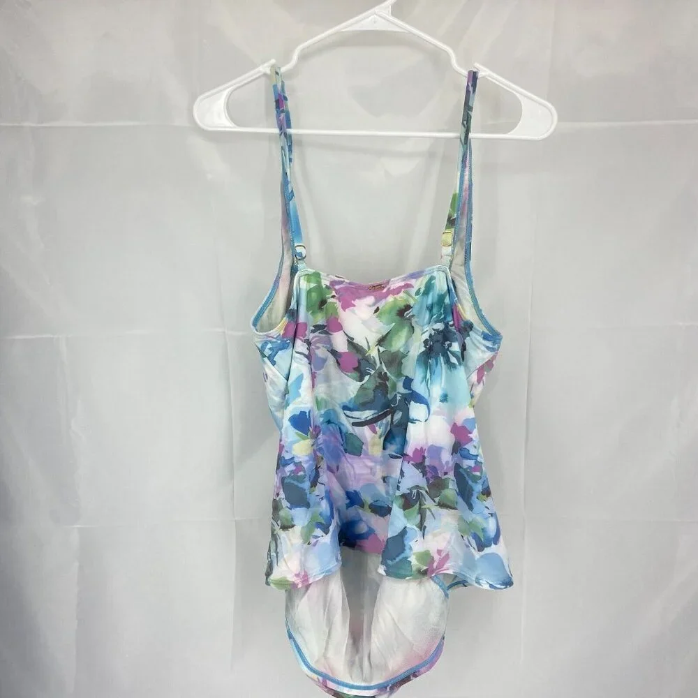 Soft Surroundings Women XL Tankini Top Swimsuit Floral Tropical Beach Vacation